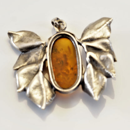 FJL Jewelry 925 sterling silver necklace SOLD!Large Amber Butterfly Sterling Silver Vintage Pendant, Natural Baltic Natural Oblong Shape Unique Open Wings
