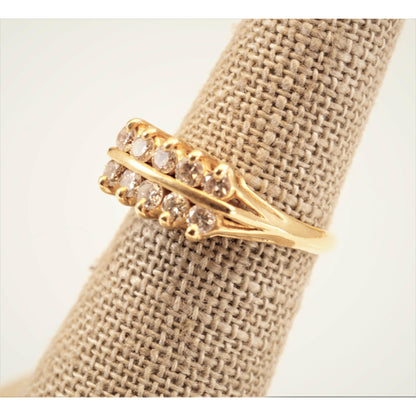FJL Jewelry Diamond ring Two-Row Diamond Ring in 14K Yellow Gold, 0.50 ctw. Double Diamond Band, Wedding Band, Anniversary