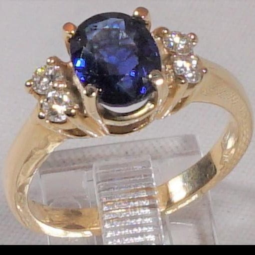 FJL Jewelry Gemstone Ring Sold_Sapphire 1.30 ctw. Diamonds Engagement Ring in 18K Yellow Gold. Natural Gemstone