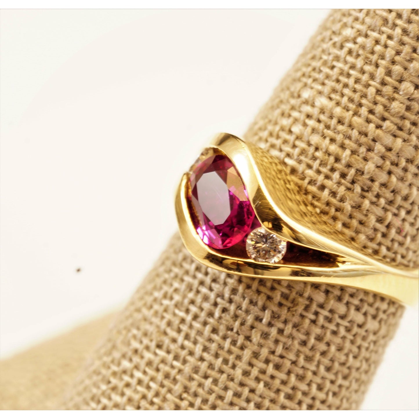 FJL Jewelry Rings Stunning three-stone ruby ring, A-grade quality oval ruby boasts a translucent medium red hue and weighs 1.30 carats