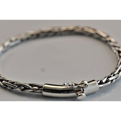 FJL Jewelry Sterling Silver Bracelet Sold! Men's Woven Italian Chain Bracelet in Sterling Silver, Hefty clasp, and Silky Smooth Finish