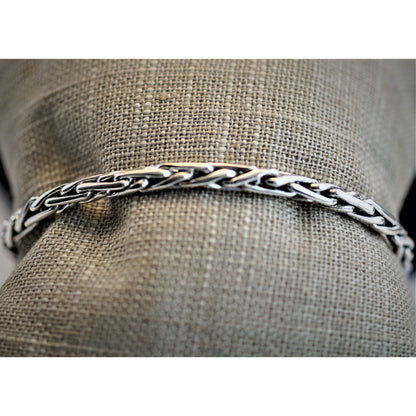FJL Jewelry Sterling Silver Bracelet Sold! Men's Woven Italian Chain Bracelet in Sterling Silver, Hefty clasp, and Silky Smooth Finish