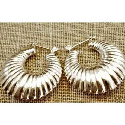 FJL Jewelry Sterling Silver Earrings Sterling Silver Large Seashells Hoop Earring with high polish finish w/ Lock-down lever post