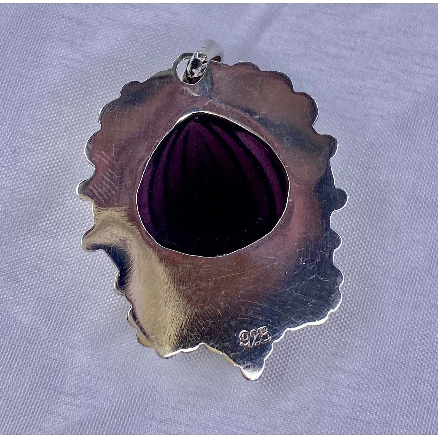 FJL Jewelry Sterling Silver Pendant Silver and Amethyst Pendant with Garnet StonesSterling silver natural stones